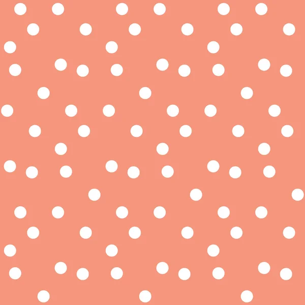 Персиковий Кольоровий Фон Білих Точках Безшовний Векторний Візерунок — стоковий вектор