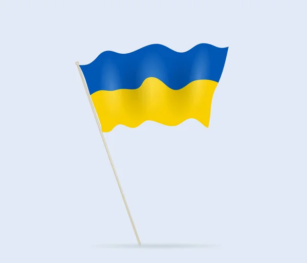 Drapeau Ukraine Sur Mât Drapeau Agitant Dans Vent Illustration Vectorielle — Image vectorielle