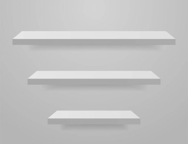 Farklı beyaz mobilya rafları. Vektör illüstrasyonu