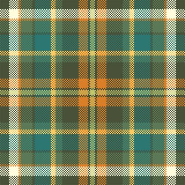 Piksel arkaplan vektör tasarımı. Modern, pürüzsüz desenli ekose. Kare kumaş. Tartan İskoç tekstili. Güzellik rengi süsleri..