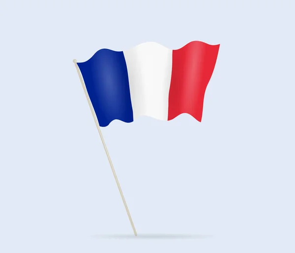 Frankreich Flagge Fahnenmast Weht Wind Vektorillustration — Stockvektor