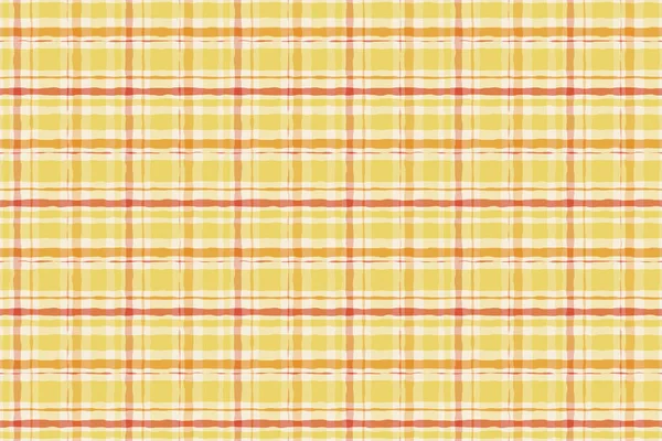 Paint Gingham Watercolor Seamless Striped Yellow Brush Pattern Plaid Vector — Stock Vector
