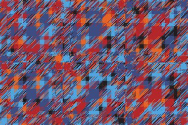 Modern arıza geçmişi. Renkli geometrik soyut model vektörü. Hasar çizgileri duvar kağıdını etkiler. Grunge desenli ekose..