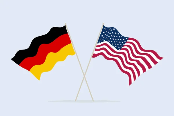 美国和德国的国旗并举 国家间友谊与合作的象征 矢量说明 — 图库矢量图片