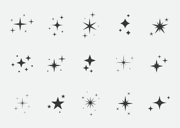 Sets of twinkling stars. Star icon. Vector illustration.