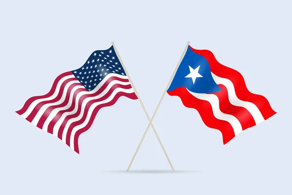 Flaggen Puerto Rico Und Die Beziehungen Den Usa Vektorillustration — Stockvektor