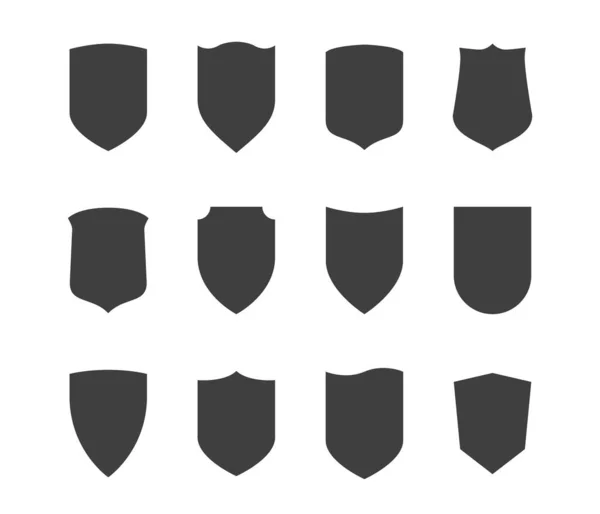 Shield Icons Set Protection Vector Symbol Black White Background — Stock Vector