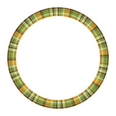 Yuvarlak kare vektör vintage model tasarım şablonu. Çember kenar ekose kumaş dokusu dizayn eder. Kolaj sanatı, gif kartı ve el işi için İskoç tartan arka planı.