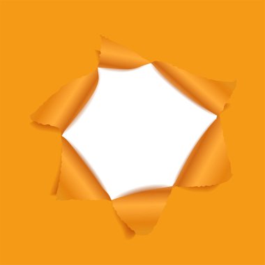 Kağıt turuncu renkte bir delik. Hediye kartı şablonu. Vektör illüstrasyonu.