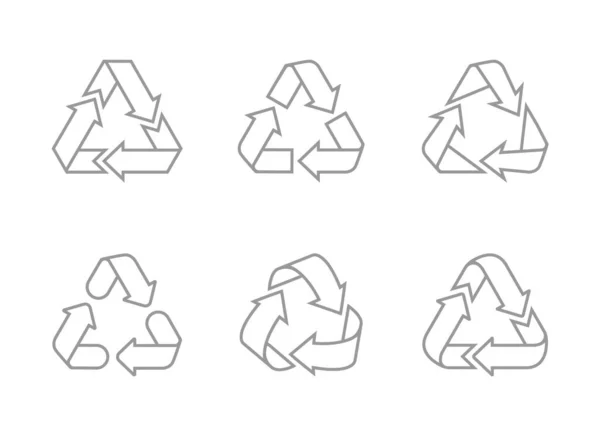 Afval Recycling Teken Pijl Driehoek Vector Pictogram Lijn Ontwerp Witte — Stockvector