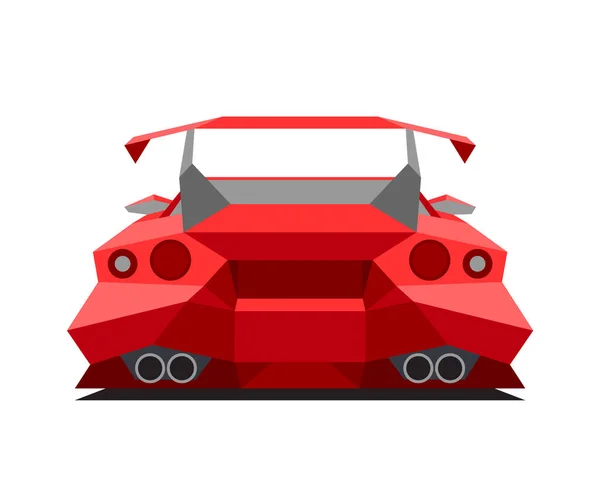 Sportovní Červené Auto Izolované Bílém Pozadí Zadní Pohled Abstraktní Polygonální — Stockový vektor