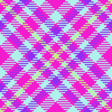 Parlak, renkli ekose desenli. Pembe, mor ve mavi renklere sahip kusursuz bir tasarım. Arkaplan, tekstil ve dekoratif sanat projeleri için ideal.