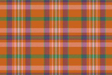 Aralık ayındaki ekoseli tarama, avcı kumaşı desenli tekstil. Turuncu ve mor renk paletinde biçimsiz tartan dokusu.