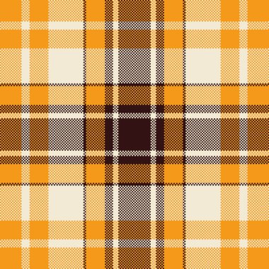 Retro pikselli ekose desen. Sıcak renklerde klasik bir sonbahar kumaşı. Eskiler, tekstil ya da modaya uygun, rahat bir ortam isteyen tasarımlar için ideal..
