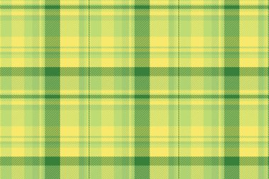 Kadın tekstil geçmişi pürüzsüz, ürün kontrolü vektör tartan. Pencere kumaşı desenli ekose yeşil ve sarı renk paleti.