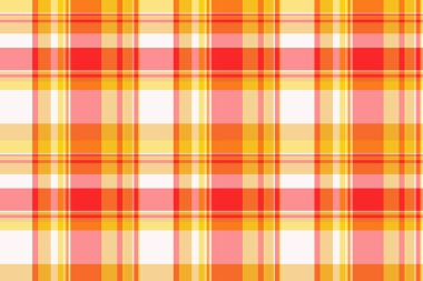 Sıcak renklerde canlı ekose desenli. Tekstil, moda ya da arka plan uygulamaları için uygun kusursuz tasarım. Herhangi bir projeye neşeli, enerjik bir dokunuş ekler.