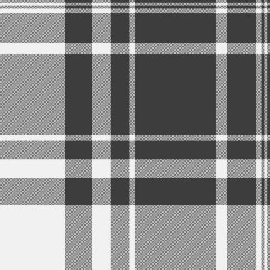 Kaliteli tartan ekoseli, kırsal kumaş desenli. Gri ve beyaz renk paletinde erkek giyim dokusu kontrol arkaplanı.