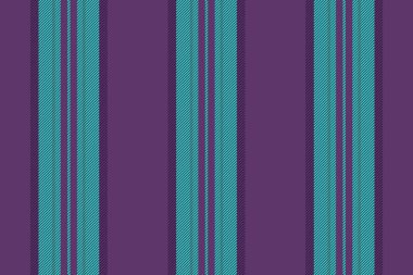 İndigo dikişsiz doku çizgileri, tişört arka planı dikey tekstil. Pamuk kumaş vektör çizgisi deseni mor ve parlak renk paletinde.