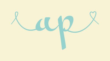 AP 'nin ilk düğün monogramı kaligrafi vektör illüstrasyonu. Sevgililer Günü posteri, tebrik kartı, fotoğraf albümü, afiş ya da dövme için el yazısı ve aşk logosu tasarımı..