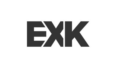 EXK logo tasarım şablonu güçlü ve modern kalın metin ile. Basit ve minimal tipografi içeren ilk tabanlı vektör logosu. Modayı takip eden şirket kimliği markalar için ideal..