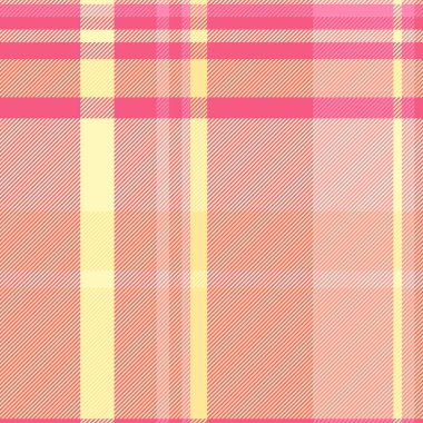 Pastel şeftali, pembe ve sarı renkli neşeli ekose desenli. Kumaş tasarımı, arkaplan ya da yaratıcı projelere canlı bir dokunuş için ideal.