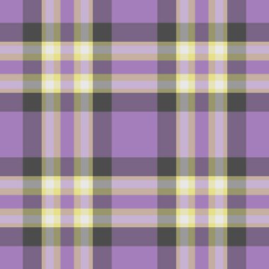 Tekstil tartanı kontrol et, duygusuz, kusursuz desen vektörü. Cilt dokusu ekoseli kumaş Pastel ve sarı renk paleti.
