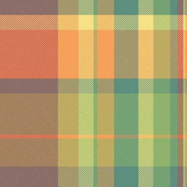 Dişi ekose arka plan deseni, lüks kumaş dokusu. 70 'lerin ekosesiz yeşil ve turuncu renk paleti denetim vektörü.