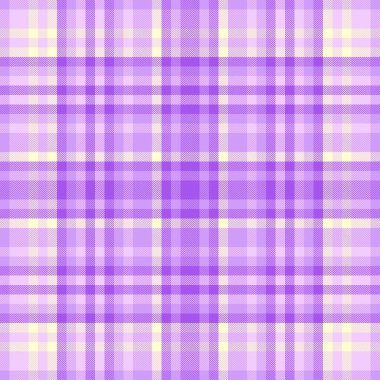 Yerli doku desenli ekose, kusursuz kumaş vektörünü kopyala. Mor ve açık renk paletinde kapalı arkaplan tartan tekstil denetimi.