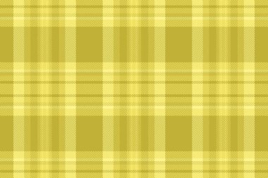 Yüzeysiz ekose vektör, kumaş kumaş kumaş dokusu. Sarı renk paletinde denetleyici arkaplan tartan denetimi.