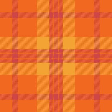 Japonlar tartan vektörünü kontrol ediyor, İspanyol kumaşı arkaplanı pürüzsüz. Elmas dokuma deseni ekoseli turuncu ve kırmızı renk paleti.