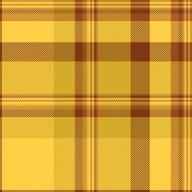 Geliştirme şablonu tekstil vektörü, mutfak kumaşı arka planı. Kehribar rengi ve sarı renk paletinde kusursuz desen tartanı kontrol et.
