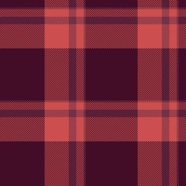 Panjabi ekose vektör tekstili, sekssiz tartan çeki. Rastgele doku arka plan kumaş deseni kırmızı ve koyu renk paletinde.