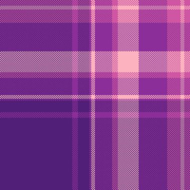 Mor ve pembe tonlarda pikselleştirilmiş tartan deseni. Dijital tasarımlar, retro estetik veya dokulu arka planlar için mükemmel. Klasik bir tekstil üzerinde çok yönlü, modern bir kıvrım..