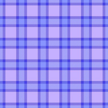 Mavi ve lavanta tonlarında klasik ekoseli desen. Kumaş, giysi ya da arka planlar için tekstil tasarımı. Birçok yaratıcı proje için çok yönlü ve uyumlu.