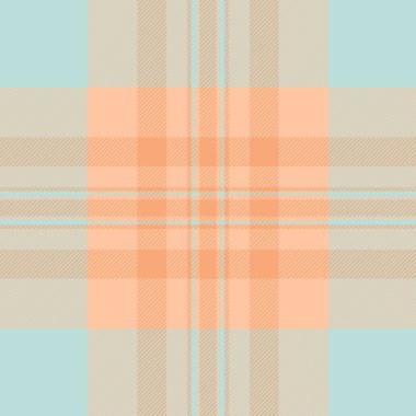 Farklı dikişsiz tartan arka plan, 30 'ların kumaş dokusu vektörü. Grafiksel ekose kontrol desenli turuncu ve açık renk paleti.