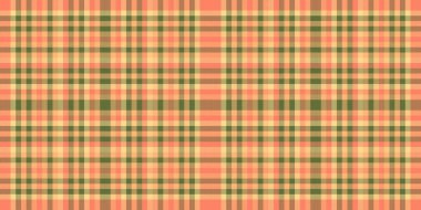 Tekstil arkaplan kumaşı sipariş et, kusursuz iş modeli vektörü. Ekoseyi turuncu ve kireç rengi paletiyle soldur.