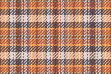 Hobi ekose desenli, tatil dokusu tekstili. Katlanmış tartan kumaş arka plan kontrolü turuncu ve beyaz renk paletinde.