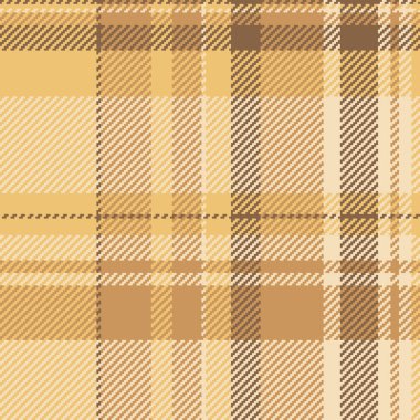 Herringbone tartan desenli arka plan, net kumaş ekoseli. Hippi desenli tekstil vektörü turuncu ve açık renk paletinde dikişsiz.