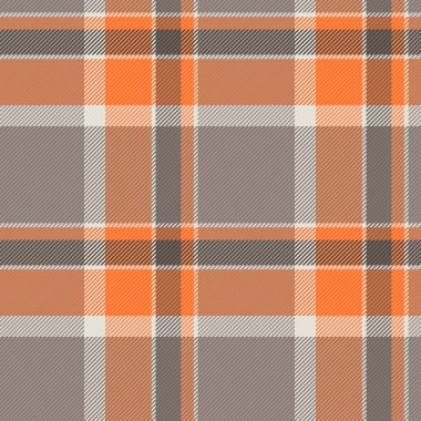 Kırsal arkaplan desenli tartan, kumaş kontrolü tekstili. Pastel ve turuncu renk paletinde canlı ekosesiz doku vektörü.