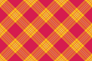 Kaliteli vektör ekoseli desen, basitlik doku kontrolü kumaşı. Döşeme arkaplanı kırmızı ve parlak renk paleti ile renksiz tekstil tartanı.