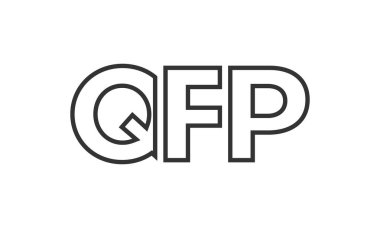 QFP logo tasarım şablonu güçlü ve modern kalın metin ile. Basit ve minimal tipografi içeren ilk tabanlı vektör logosu. Modayı takip eden şirket kimliği markalar için ideal..