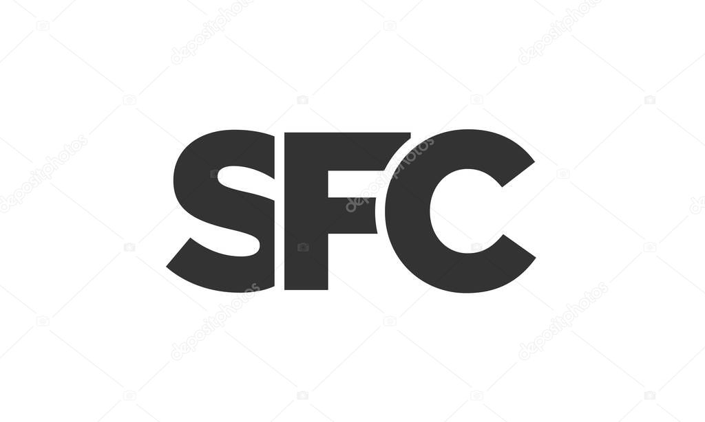 SFC logo design template with strong and modern bold text. Initial based vector logotype featuring simple and minimal typography. Trendy company identity ideal for businesses brand presence.