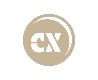 CX spor amblemi ya da takım logoti. Top dükkanı, spor şirketi, eğitim ve kulüp rozeti için C ve X harflerinin kombinasyonu olan top logosu. Vektör illüstrasyonu.