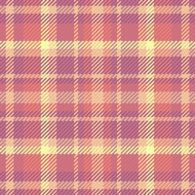 Filigran tartan desenli, birinci sınıf tekstil dikişsiz vektör. Pembe ve turuncu renk paletinde arkaplan dokusunu kontrol et.