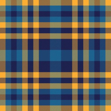 Mavi ve sarı tonlarda klasik bir tartan deseni. Geleneksel, dokulu bir his ve sıcaklık arayan arka planlar, tekstil ve tasarımlar için ideal..