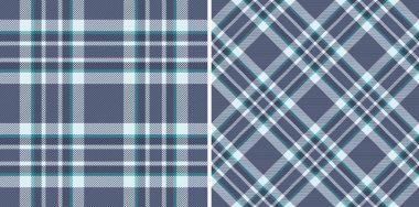 İki şık, ekose desenli kumaş. Sakinleştirici mavi renkler moda, tasarım ve yaratıcı projeler için çok yönlü bir zemin oluşturur. Zarif ve zamansız cazibe.