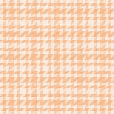 Katranlı kumaş kumaş kumaş, düzgün vektör kontrolü ekoseli. İç çamaşırı desenli arka plan turuncu ve antika beyaz renklerde pürüzsüz..