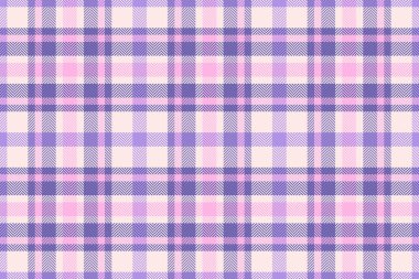 Yumuşak ekose desenli, pembe, mor ve kremalı. Tekstil, tasarım ve davetler için çok yönlü bir arka plan..