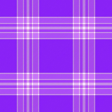 Vibrant plaid pattern in purple and white, creating a modern, eyecatching design. Suitable for backgrounds, textiles, or graphic projects needing a bold, textural element.