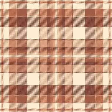 Checking seamless plaid pattern, stationary textile vector texture. Velvet check tartan background fabric in orange and red colors palette.